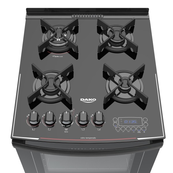 Coc. Dako Turbo Glass 4 Hr. Negra, Ee, Luz, M.v., Grill