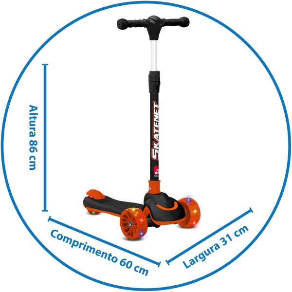 Patineta Skatenet Plegable Led (Ruedas y Deck) Naranja